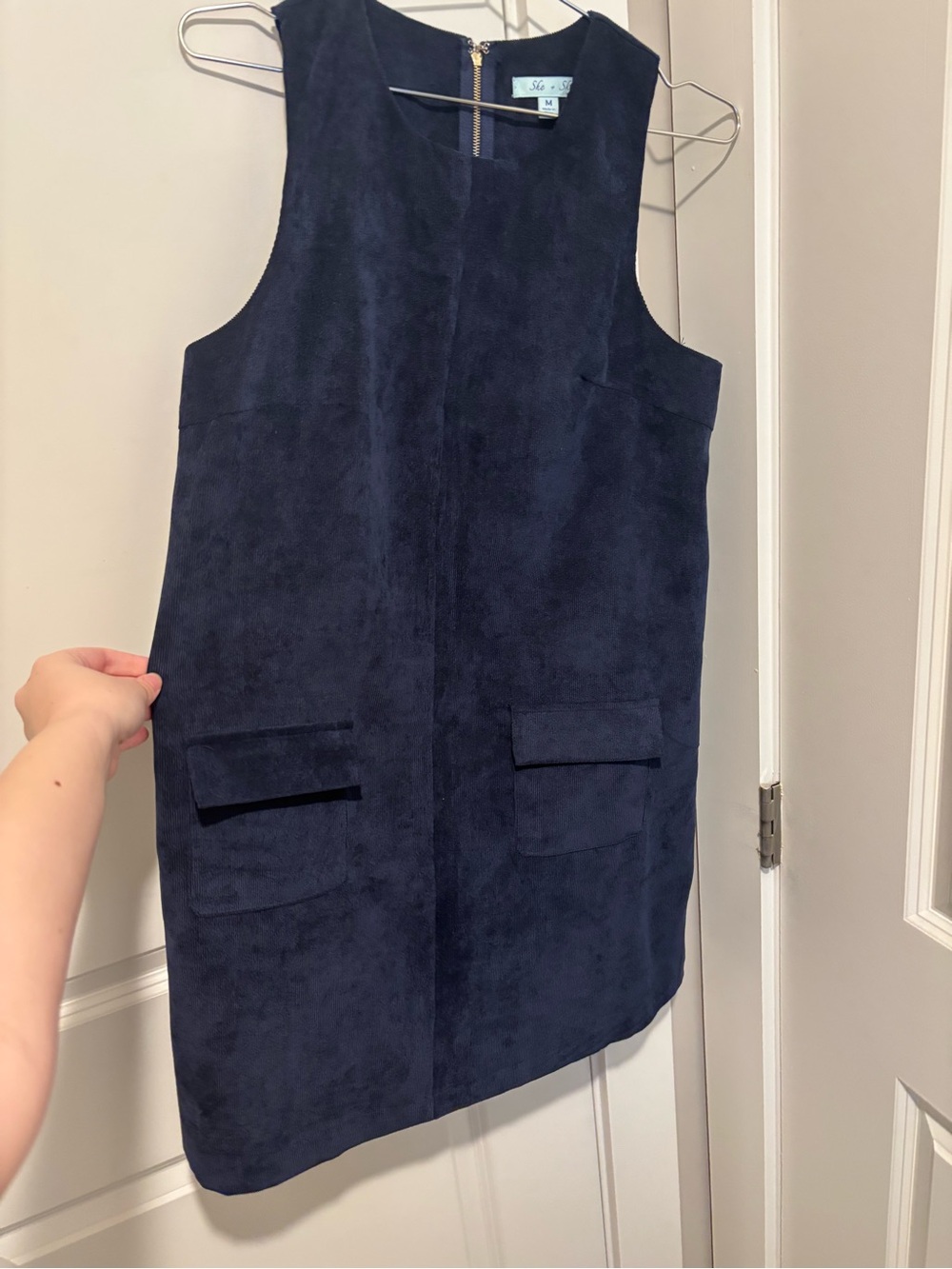 Maje Navy Soft Corduroy Sleeveless Jumper